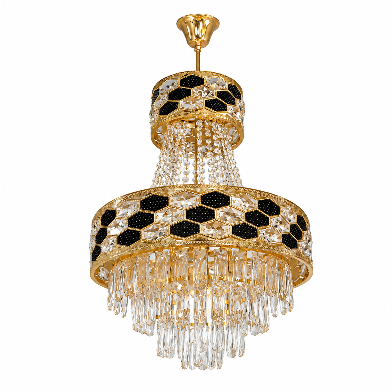 Gold and black crystal chandelier